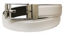 Serpi White Genuine European Calfskin Leather Adjustable Track Belt R1