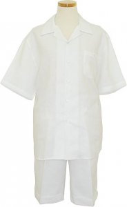 Successos 100% Linen White 2 Pc Short Set Outfit SS1065