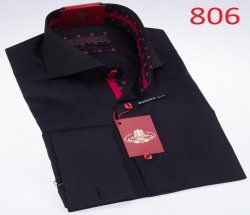 Axxess Black / Red Cotton Modern Fit Dress Shirt 806