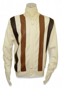 Bagazio Cream / Cognac / Dark Brown PU Leather Zip-Up Cardigan Sweater BM1852