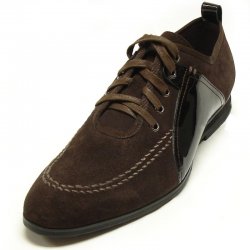 Encore By Fiesso Coffee Leather Suede Sneakers FI3078