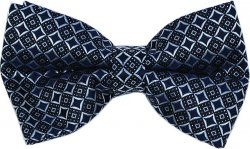 Daniel Ellissa Navy / Silver Grey / Silver Lurex 100% Silk Bow Tie / Hanky Set
