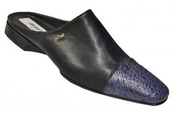 Mauri "2862/2" Blue Genuine Frog / Perforated Kidskin Half Shoes