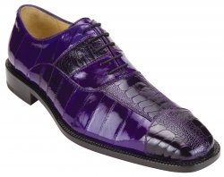 Belvedere "Mare" Purple Genuine Eel / Ostrich Leg Shoes 2P7.
