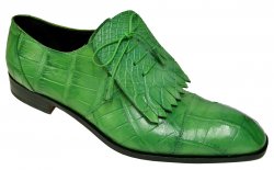 Mauri "King" 2527 Emerald Green Genuine All-Over Alligator Shoes With Kiltye On Front