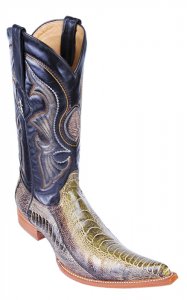 Los Altos Rustic Green Genuine Ostrich Leg 6X Pointed Toe Cowboy Boots 960545