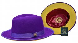 Bruno Capelo Purple / Gold Bottom Australian Wool Fedora Dress Hat PR-310.