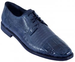 Los Altos Navy Blue Genuine All-Over Crocodile Belly & Lizard Shoes ZV093710
