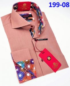 Axxess Classic Peach Modern Fit Cotton Dress Shirt With French Cuff 199-08.