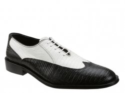 Giorgio Brutini "Melby" Black / White Wing Tip Lizard Print Shoes 21007