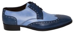 Duca Di Matiste 1508 Blue / Light Blue Genuine Italian Calfskin Leather Shoes.
