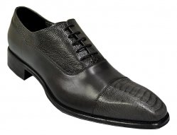 Calzoleria Toscana Monopoli Grey Genuine Ostrich / Leather Shoes 4063
