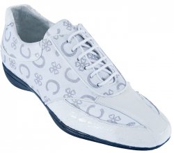 Los Altos White Genuine Crocodile Belly W/Fashion Design Casual Shoes ZC079028