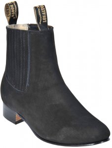 Los Altos Men's Black Genuine Suede Charro Short Boots 616305