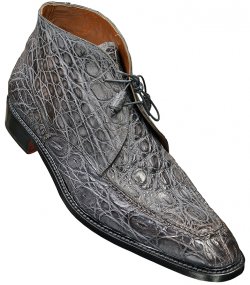 Mauri 1169 "Artisan" Medium Grey Flanks Crocodile Hand Painted Leather Boots