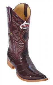 Los Altos Burgundy Genuine All-Over Eel 3X Toe Cowboy Boots 950806