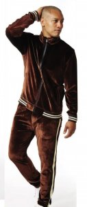 Stacy Adams Brown / Beige Cotton Blend Velour Modern Fit Tracksuit Outfit 2578