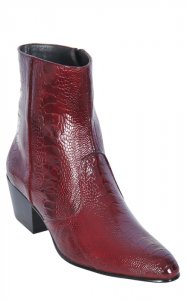 Los Altos Burgundy Genuine All-Over Ostrich Leg Dressy Boots With Zipper 630506