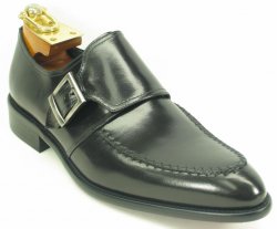 Carrucci Black Genuine Calf Skin Leather Loafer With Buckle KS479-602.