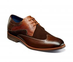 Stacy Adams "KITT" Brown Combo Burnished Leather / Suede Wingtip Oxford Shoes 25429-249.