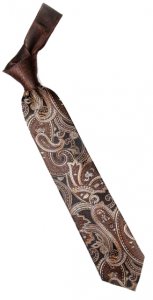 Hi-Density By Steven Land Collection HDS602 Chocolate Brown / Black / Apricot Paisley 100% Woven Silk Necktie / Hanky Set