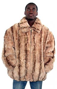 Winter Fur Tan Genuine Chinchilla Fur Bomber Jacket /Detachable Hood