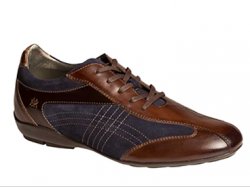 Mezlan "Vega" 15776 Brown / Navy Genuine Fuji Suede Calfskin Dress Shoes