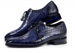 Mauri Indigo Genuine Alligator Hand Painted Oxford Shoes.