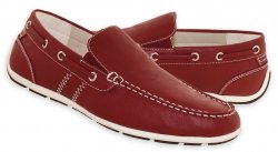 GBX "Ludlam" Cranberry Red Vegan Leather Moc Toe Driving Loafers 134890