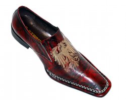 Fiesso Wine Crown Design Leather Shoes FI6240