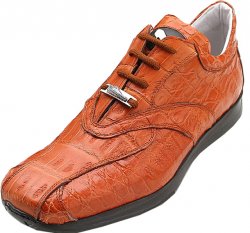 Mauri "Reputation" 9008 Burnt Orange Genuine All-Over Crocodile Sneakers