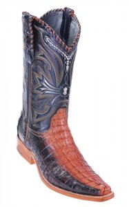 Los Altos Cognac Black All-Over Genuine Crocodile Tail Square Toe Cowboy Boots 710158
