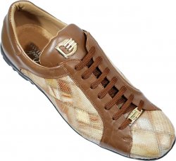 David Eden "Oahu" Taupe Unique Dyed Genuine Lizard Patchwork Sneakers