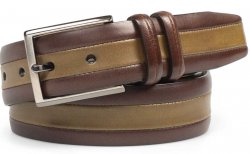 Mezlan AO10946 Olive / Dark Brown Genuine Calfskin Belt.