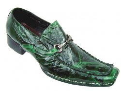 Fiesso Hunter Green Patent Leather Shoes w/ Buckle FI6211