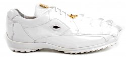 Belvedere "Vasco" White Genuine Hornback Crocodile / Soft Calf Casual Sneakers with Eyes 336122.