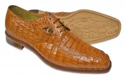 Belvedere "T-Rex" Cognac All-Over Genuine Hornback Crocodile Shoes With Eyes