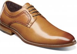 Stacy Adams "Dickens" Cognac Genuine Leather Plain Toe Shoes 25231-221.