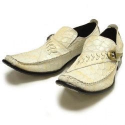 Fiesso White Leather Shoes With Metal Studs On The Side FI6142