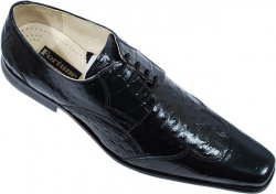 Liberty Black Alligator / Ostrich Print Shoes #575