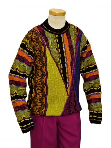 Steven Land SLS-107 Neon Yellow / Orange / Fuchsia / Purple / Royal Blue Cotton Blend High Twist Knitted Sweater – Made in USA