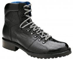 Belvedere "Como" Black Genuine Ostrich Leg / Italian Calf Boots CB5.