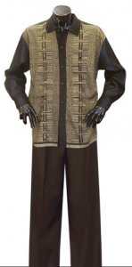 Silversilk Mocha / Tan Weaved Design 2 Pc Knitted Silk Blend Outfit # 1494 / 494