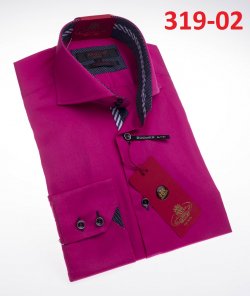 Axxess Fuchsia Cotton Modern Fit Dress Shirt With Button Cuff 319-02.