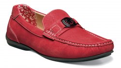 Stacy Adams "Cyrus" Red Leather Lined Microsuede Bit Strap Driving Loafers 25173-600