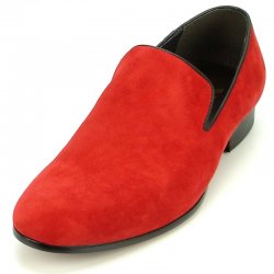 Fiesso Red Genuine Suede Leather Loafer Shoes FI7216.