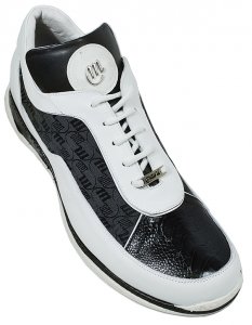 Mauri "Mania" 8691 White / Black Genuine Ostrich / Mauri Fabric Sneakers
