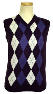 Pronti Purple / White / Lavender Diamond Design V-Neck Sweater Vest K1628