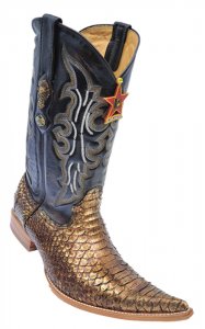 Los Altos Gold Genuine All-Over Python 6X Pointed Toe Cowboy Boots 965744