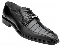 Belvedere "Gennaro" Black Genuine Crocodile / Italian Calf Oxford Shoes 1486